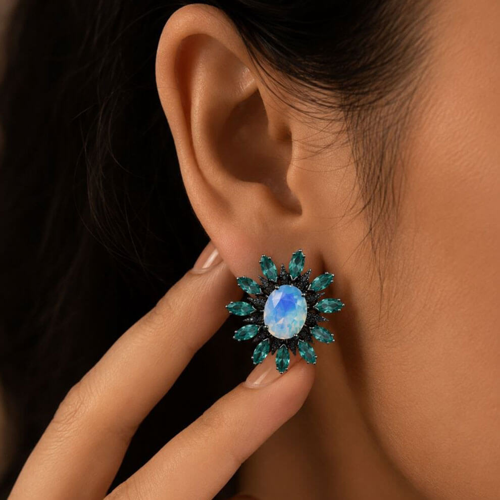 Sunflower Earring ( Sea Green )