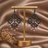 Black Theme Earring ( Pink )