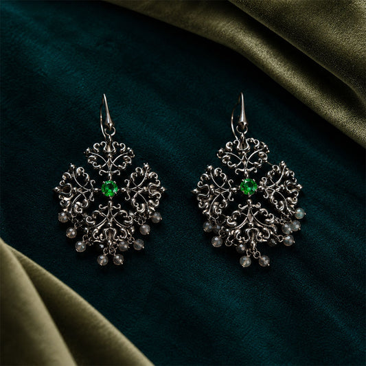 Black Theme Earring ( Green )