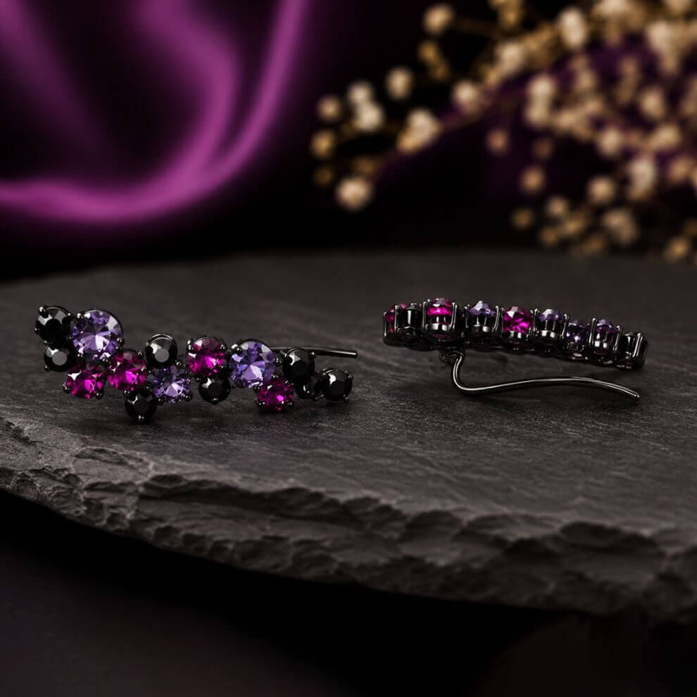 Reverse Earring ( Black x Purple )