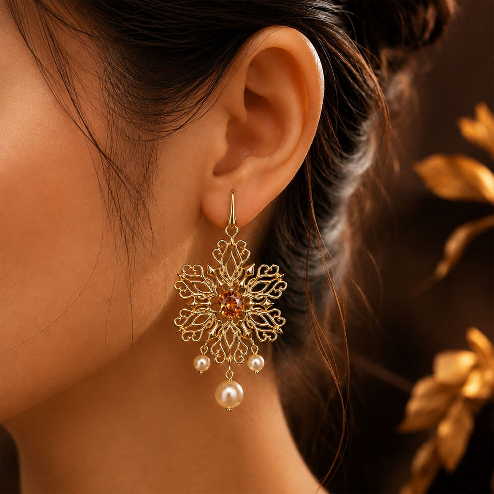 Black Theme Earring ( Orange )