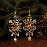 Black Theme Earring ( Orange )