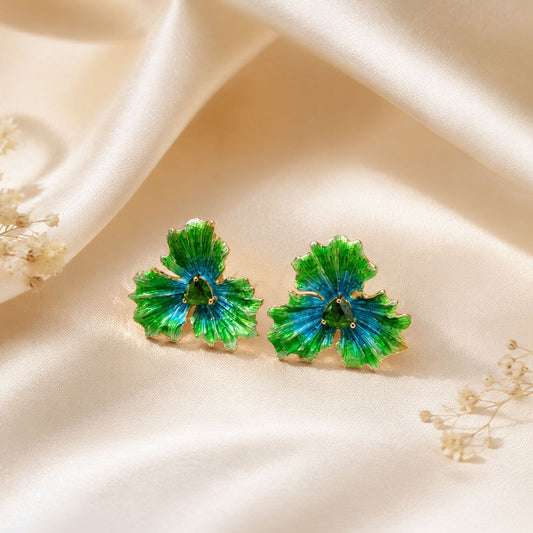 3 Petal Earring ( Dark Green )