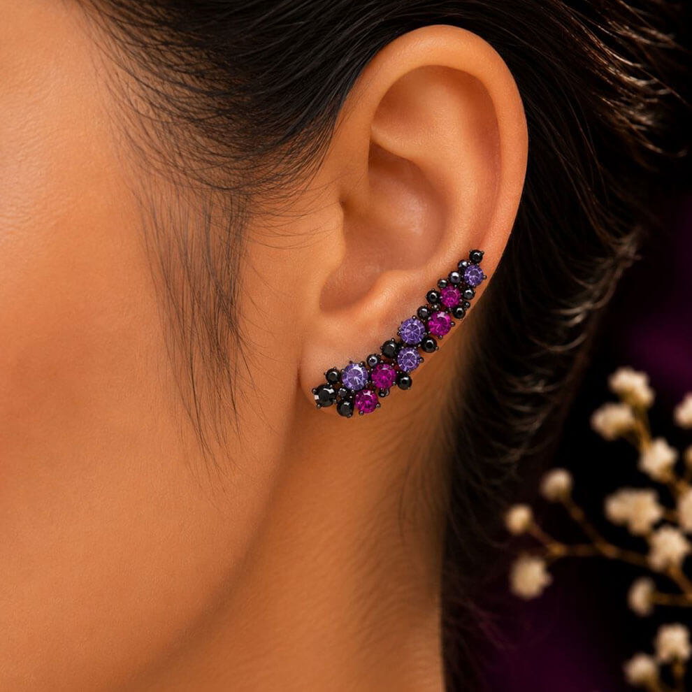 Reverse Earring ( Black x Purple )