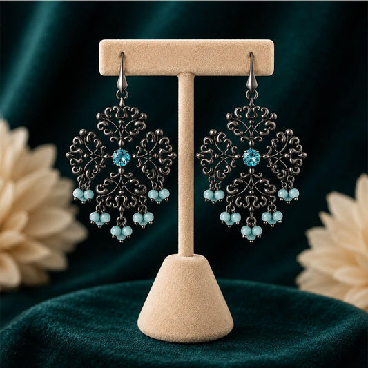 Black Theme Earring ( Sky Blue )