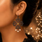 Black Theme Earring  ( Orange )