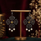 Black Theme Earring  ( Orange )