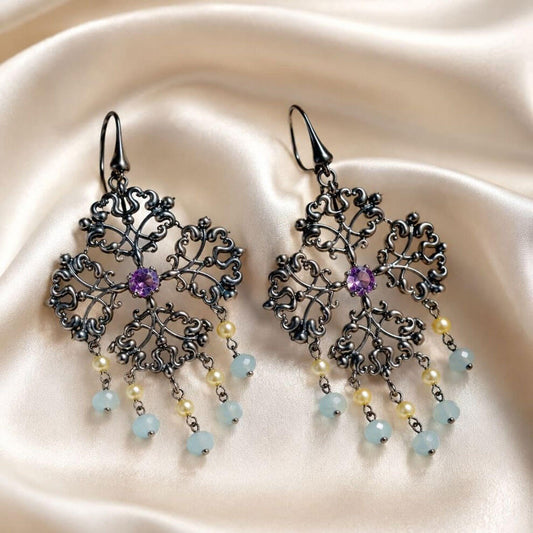 Black Theme Earring (dark silver)