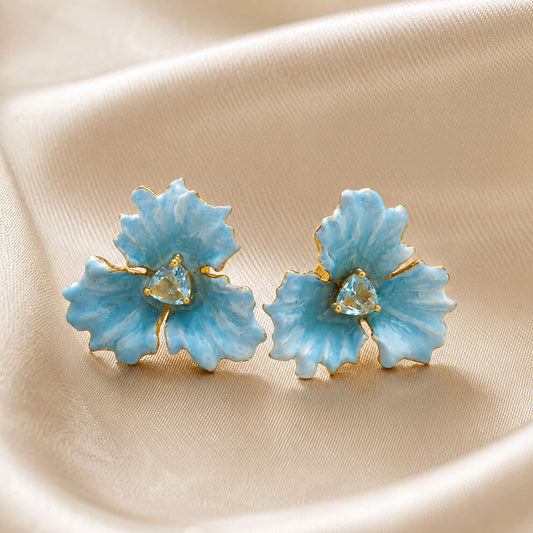 3 Petal Earring ( Light Blue )