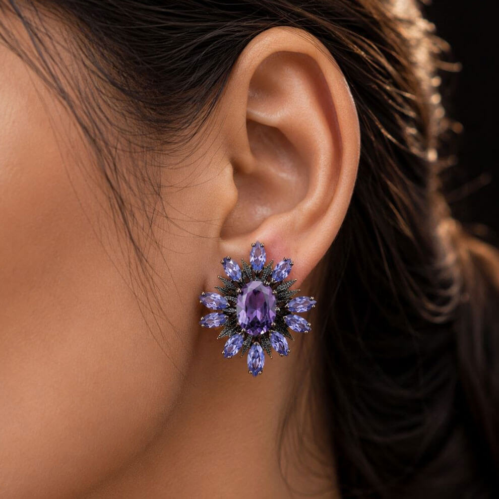 Sunflower Earring ( Purple )