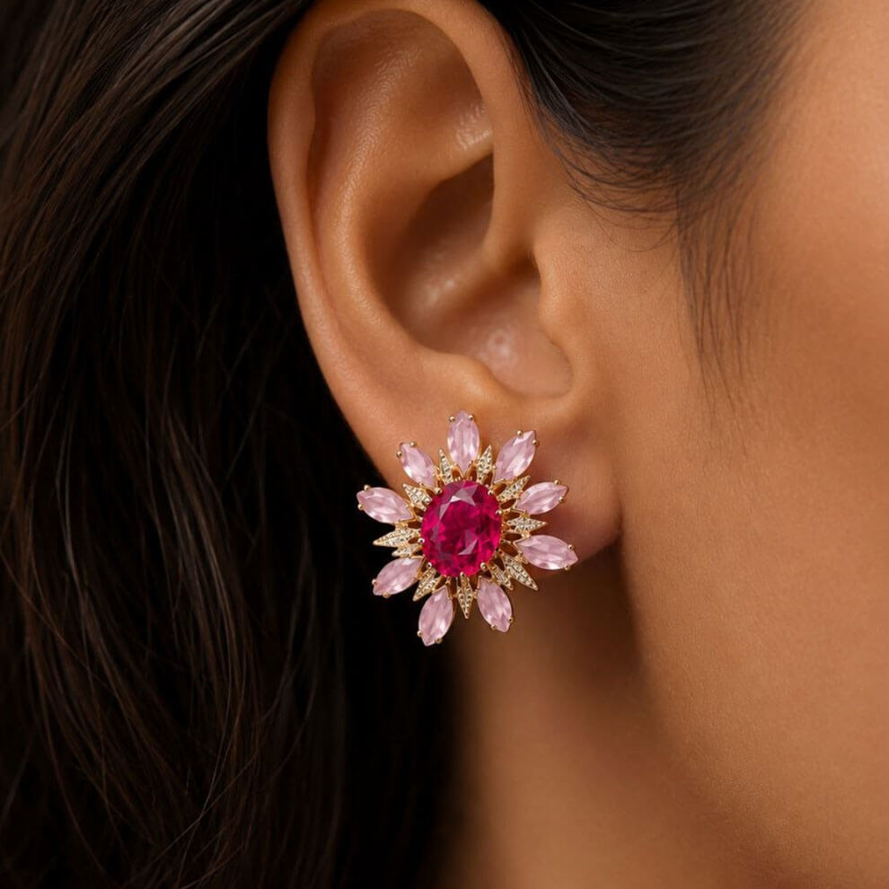 Sunflower Earring ( Pink )