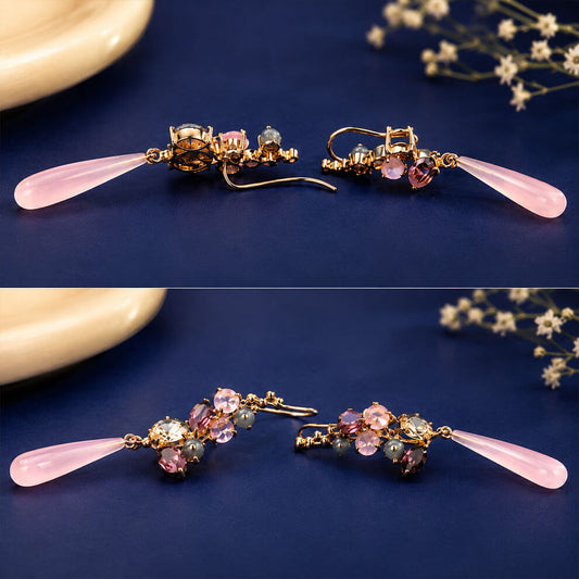Reverse Earring ( Pink Drop )