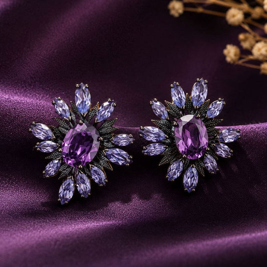 Sunflower Earring ( Purple )